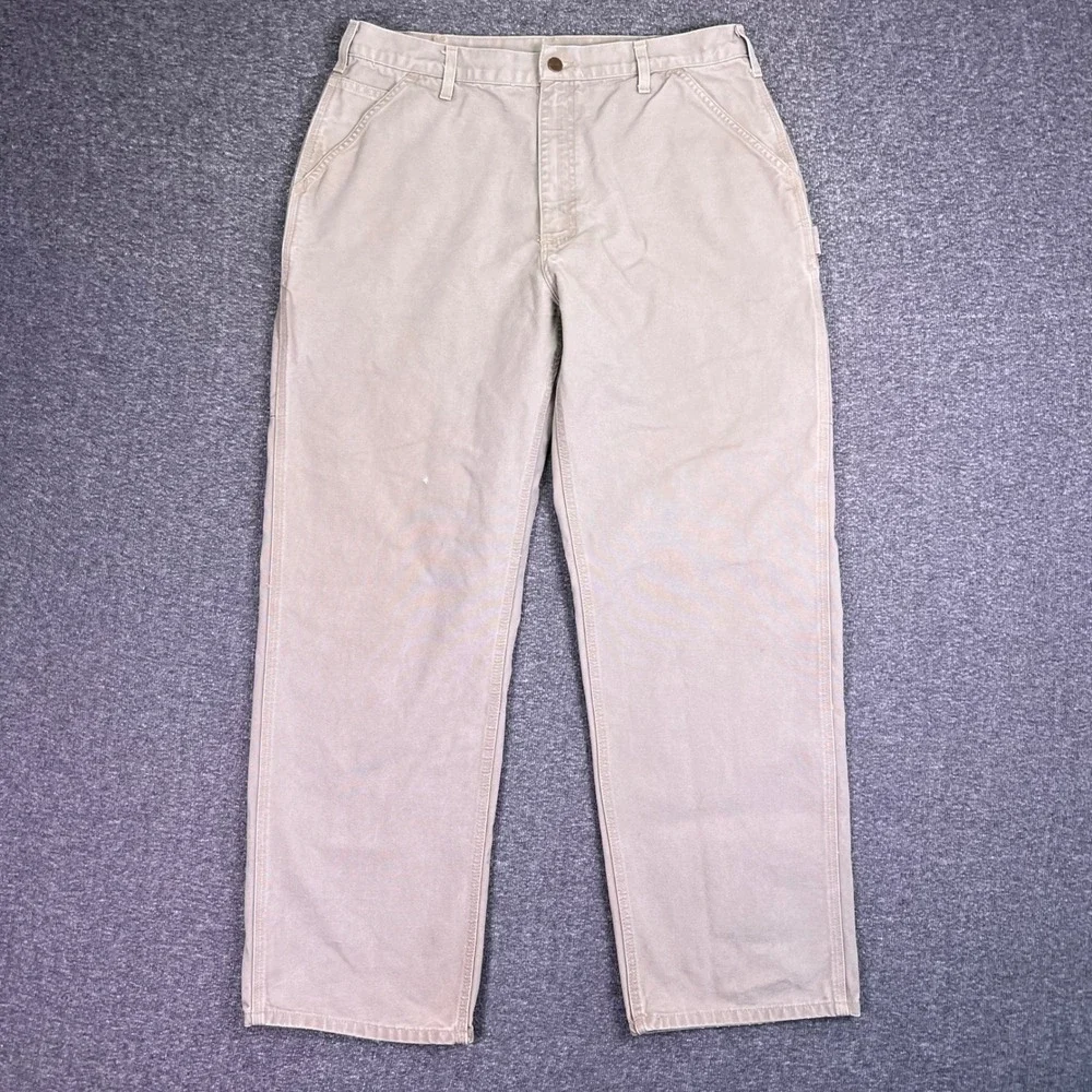 Carhartt Pants Mens 35x32 Tan Workwear Relaxed Canvas Carpenter Utility Trousers